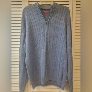 Men's Izod blue cable knit 1/4 zip pullover.. size XL